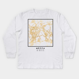 MECCA SAUDI ARABIA CITY STREET MAP ART Kids Long Sleeve T-Shirt